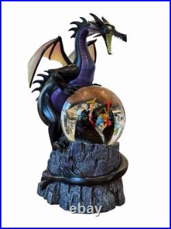 Rare Disney Dragon Snow Globe Musical Cruella Evil Queen Ursula Jafar NIB