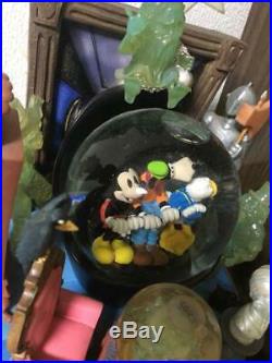 Rare Disney Haunted Mansion Mickey Snow globe music box Goofy Snow Dome Ornament