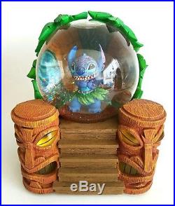 Rare Disney Lilo & Stitch Light Up Musical Snow Globe Tiki Hut HTF