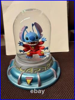 Rare Disney Lilo & Stitch experiment 626 UFO lighted musical snow globe