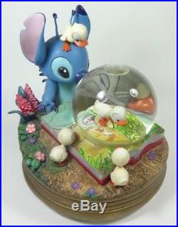 Rare Disney Lilo and Stitch with Baby Ducks Music Box Snowglobe Snow Globe