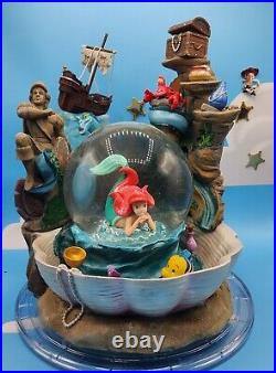 Rare? Disney Little Mermaid Ariel Grotto Snow Globe And Music Box Fountain