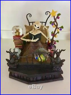 Rare Disney Nightmare Before Christmas Jack In Bed Snow Globe with lights/music