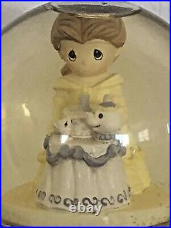 Rare Disney Precious Moments Beauty And The Beast Belle Musical Snowglobe Box