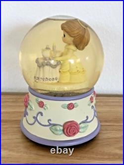Rare Disney Precious Moments Beauty And The Beast Belle Musical Snowglobe Box