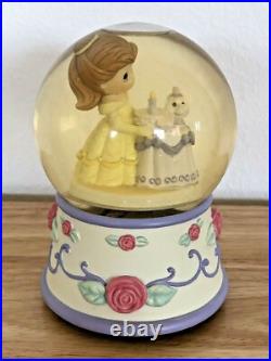 Rare Disney Precious Moments Beauty And The Beast Belle Musical Snowglobe Box