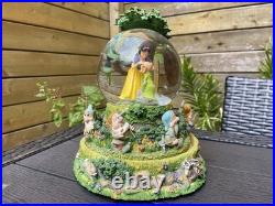 Rare Disney Snow White & Seven Dwarfs Large Snow Globe The Dwarf Yodel Song