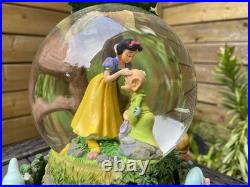 Rare Disney Snow White & Seven Dwarfs Large Snow Globe The Dwarf Yodel Song