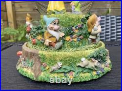 Rare Disney Snow White & Seven Dwarfs Large Snow Globe The Dwarf Yodel Song