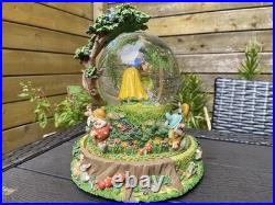 Rare Disney Snow White & Seven Dwarfs Large Snow Globe The Dwarf Yodel Song