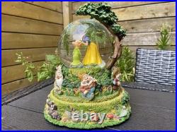 Rare Disney Snow White & Seven Dwarfs Large Snow Globe The Dwarf Yodel Song