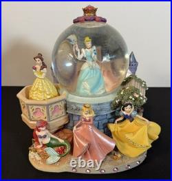 Rare Disney Store 5 Princess 8.5 Snow Globe Cinderella Belle Ariel Snow White