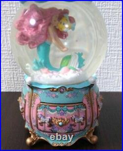 Rare Disney Store Little Mermaid Ariel Flounder Snow Globe Accessory Case Japan