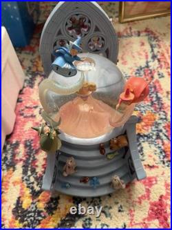 Rare Disney's Sleeping Beauty Aurora With Fairies Snow Globe Music Box Night