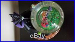 Rare Maleficent Aurora Disney Villains Musical Rotating Snow Globe 2006