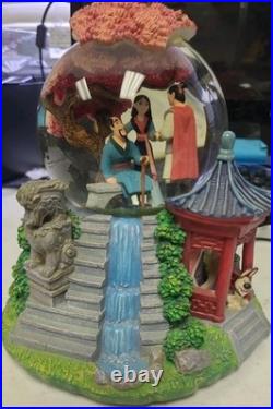 Rare Mulan Snow Globe Music Box Exclusive Disney Store Cherry Blossom Music Box