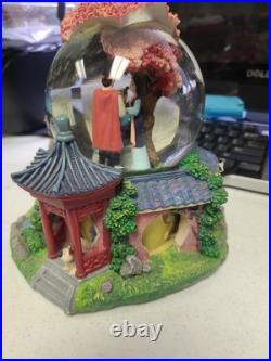 Rare Mulan Snow Globe Music Box Exclusive Disney Store Cherry Blossom Music Box