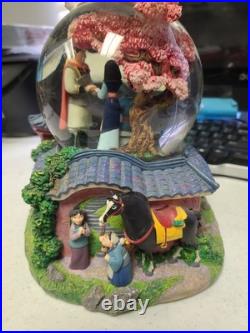 Rare Mulan Snow Globe Music Box Exclusive Disney Store Cherry Blossom Music Box