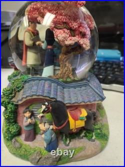 Rare Mulan Snow Globe Music Box Exclusive Disney Store Cherry Blossom Music Box