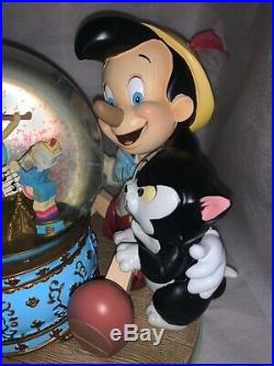 Rare NIB Disney Pinocchio & Figaro Magic Musical Snow Globe Brahm's Waltz JIMMY