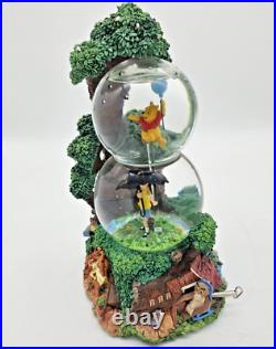 Rare Vtg Disney Winnie The Pooh Two Tier Double Snow Globe Tested Works