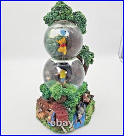 Rare Vtg Disney Winnie The Pooh Two Tier Double Snow Globe Tested Works