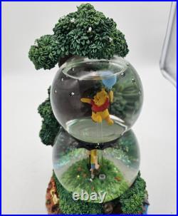Rare Vtg Disney Winnie The Pooh Two Tier Double Snow Globe Tested Works