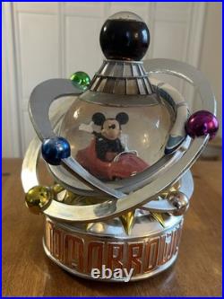 Rare Walt Disney Tomorrowland Rotating Mickey Mouse Autotopia Musical Snow Globe