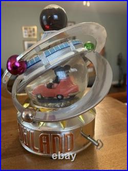 Rare Walt Disney Tomorrowland Rotating Mickey Mouse Autotopia Musical Snow Globe