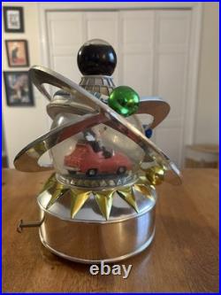 Rare Walt Disney Tomorrowland Rotating Mickey Mouse Autotopia Musical Snow Globe