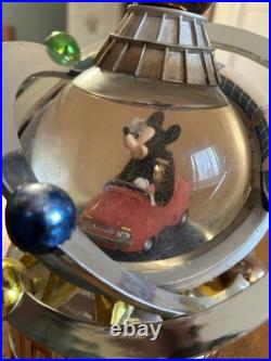 Rare Walt Disney Tomorrowland Rotating Mickey Mouse Autotopia Musical Snow Globe