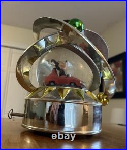 Rare Walt Disney Tomorrowland Rotating Mickey Mouse Autotopia Musical Snow Globe