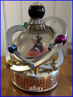 Rare Walt Disney Tomorrowland Rotating Mickey Mouse Autotopia Musical Snow Globe
