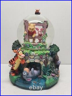 Retired Disney Winnie the Pooh Musical Snow Globe Playing Poohsticks