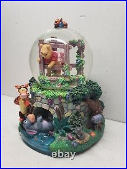 Retired Disney Winnie the Pooh Musical Snow Globe Playing Poohsticks