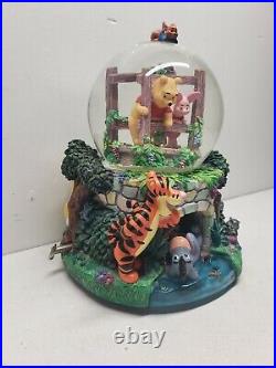 Retired Disney Winnie the Pooh Musical Snow Globe Playing Poohsticks