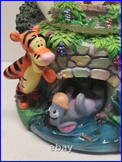 Retired Disney Winnie the Pooh Musical Snow Globe Playing Poohsticks