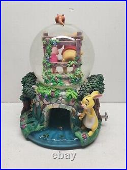 Retired Disney Winnie the Pooh Musical Snow Globe Playing Poohsticks