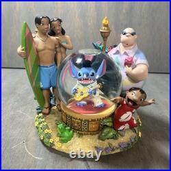 Stitch As Elvis Disney Snow Globe Music Box Aloha Oe Tune Rare See Photos