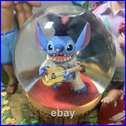 Stitch As Elvis Disney Snow Globe Music Box Aloha Oe Tune Rare See Photos