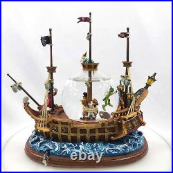 VINTAGE Disney Rotating Peter Pan Light-Up Musical Pirate Ship RETIRED Snowglobe