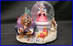 Vintage Beauty And The Beast Belle Musical Snow Globe Winter Scene Feeding Birds