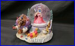 Vintage Beauty And The Beast Belle Musical Snow Globe Winter Scene Feeding Birds