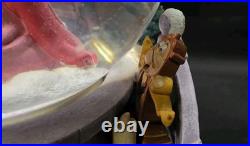 Vintage Beauty And The Beast Belle Musical Snow Globe Winter Scene Feeding Birds