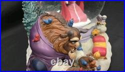 Vintage Beauty And The Beast Belle Musical Snow Globe Winter Scene Feeding Birds