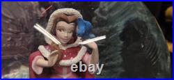 Vintage Beauty And The Beast Belle Musical Snow Globe Winter Scene Feeding Birds