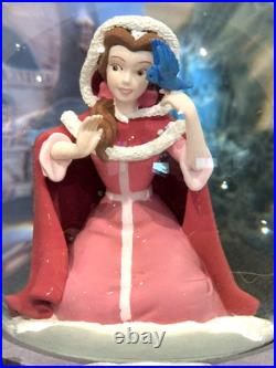 Vintage Beauty And The Beast Belle Musical Snow Globe Winter Scene Feeding Birds