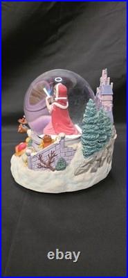 Vintage Beauty And The Beast Belle Musical Snow Globe Winter Scene Feeding Birds