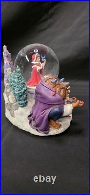 Vintage Beauty And The Beast Belle Musical Snow Globe Winter Scene Feeding Birds