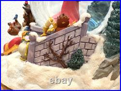 Vintage Beauty And The Beast Belle Musical Snow Globe Winter Scene Feeding Birds